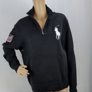Polo Ralph Lauren Black Quarter-Zip Sweatshirt Medium